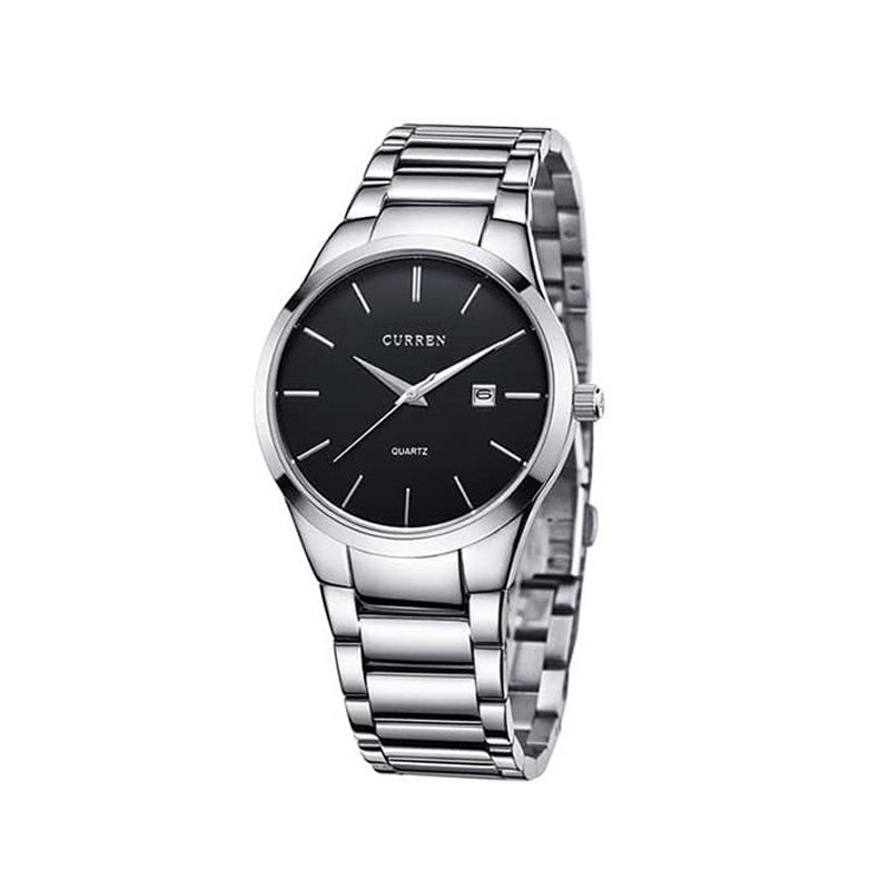 Curren 8106 Quartz Stainless Steel Men’s Watch- Silver Black