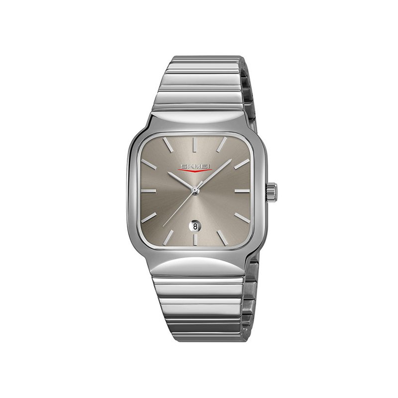 Skmei 9361 Square Quartz Watch for Men- Silver