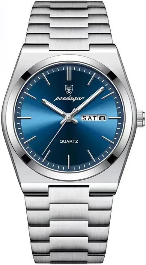 OEDAGAR 930 Business Luminous Stainless Steel Quartz Men’s Watch – Silver Blue