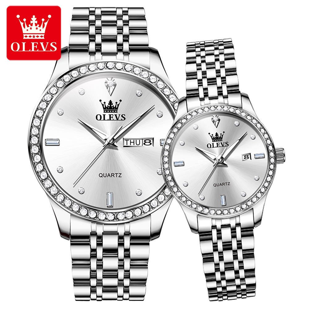 OLEVS 3625SS Stainless Steel Analog Wrist Watch For Couple