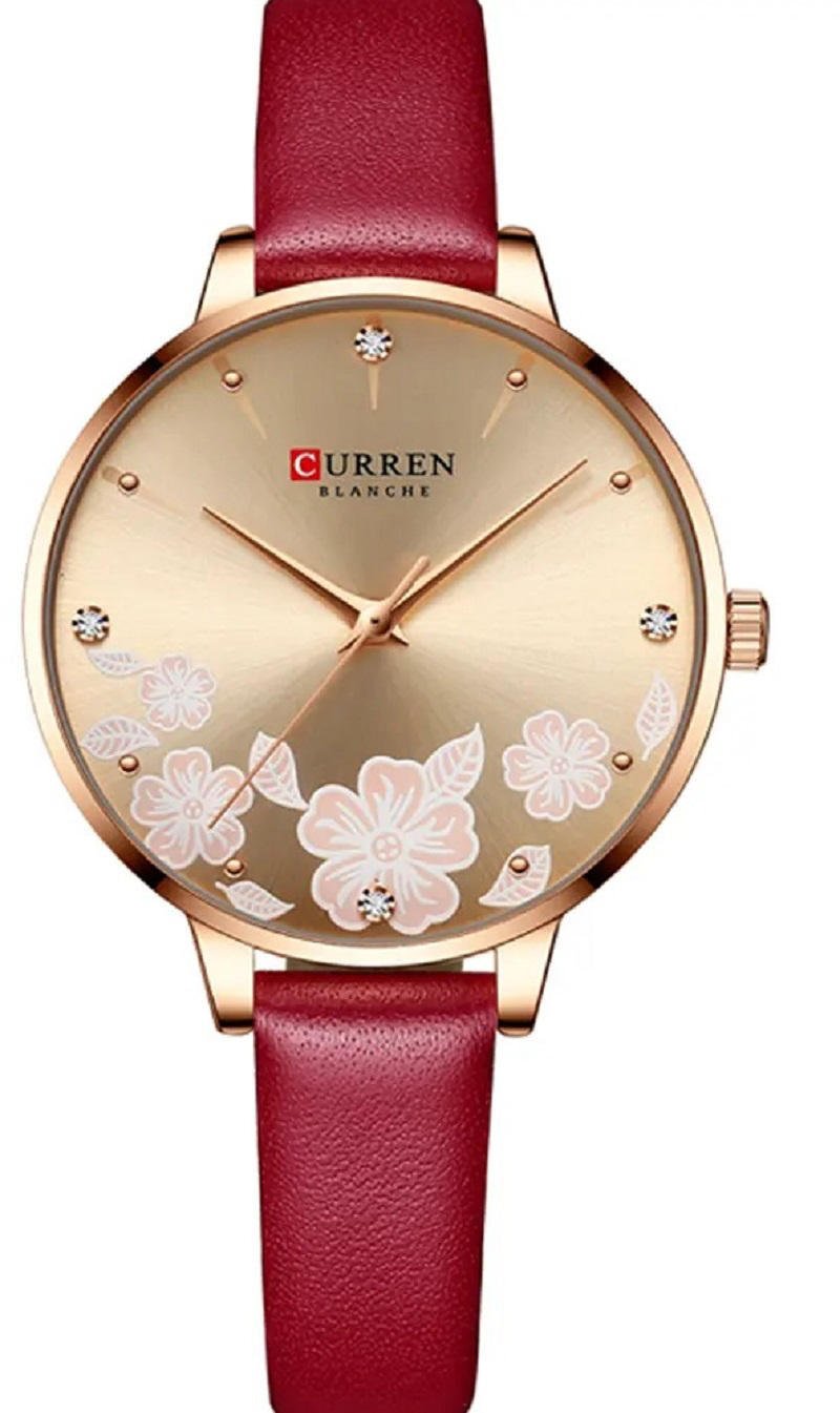 Curren 9068 Luxury Leather Strap Ladies Watch – Red
