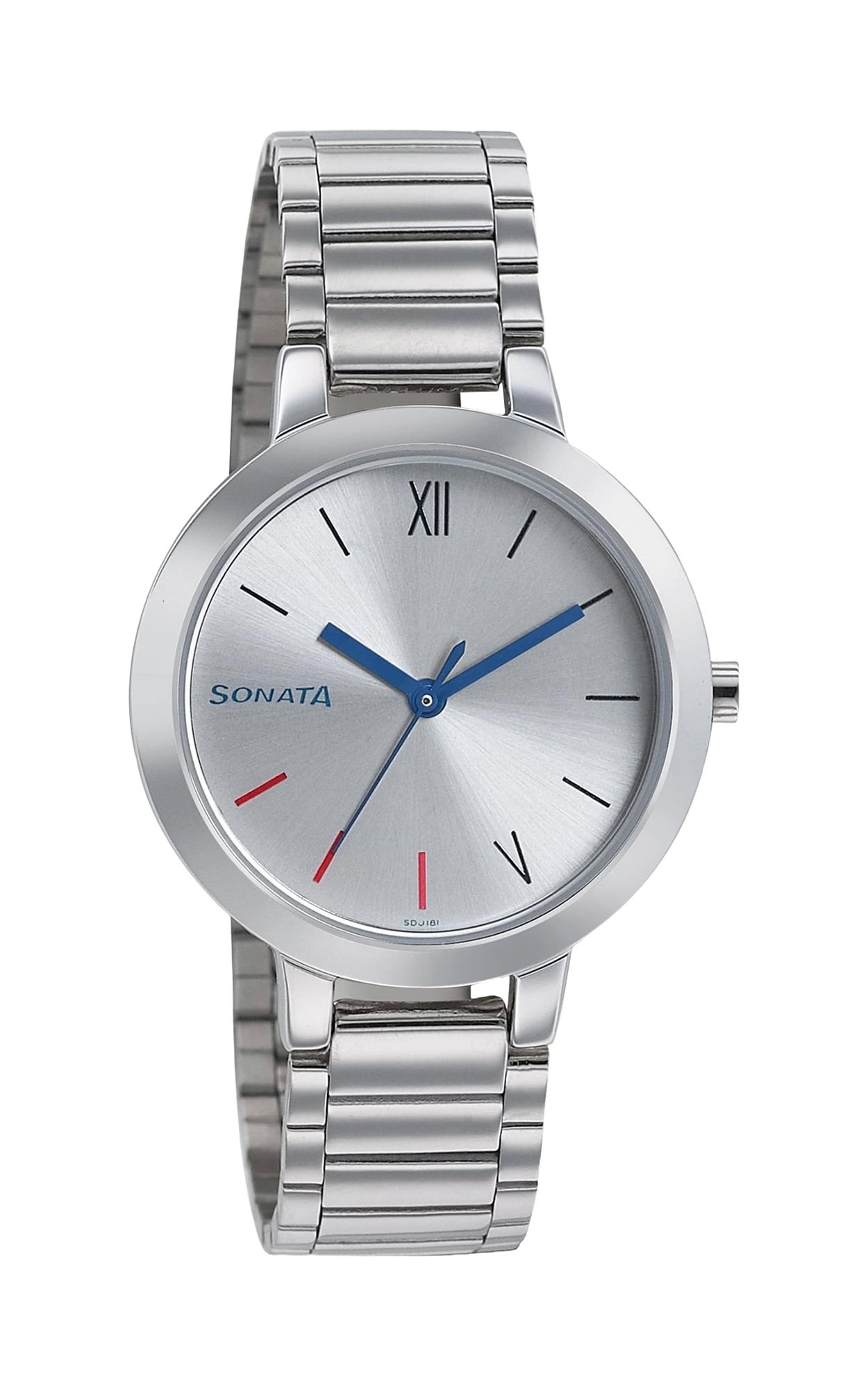 SONATA 8141SM04 Silver Dial Chain Bracelet Watch for Female