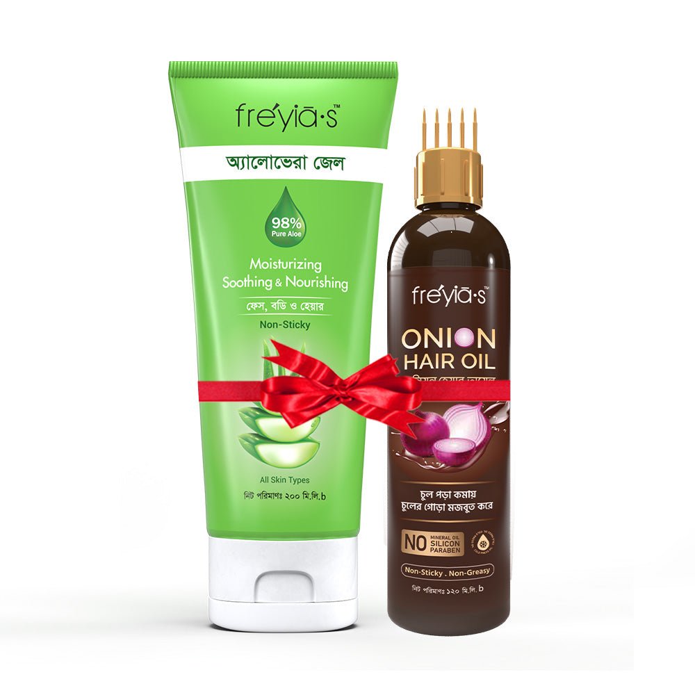 Freyia’s Onion Hair Oil 120ml & Aloe Vera Gel 200ml (Combo)