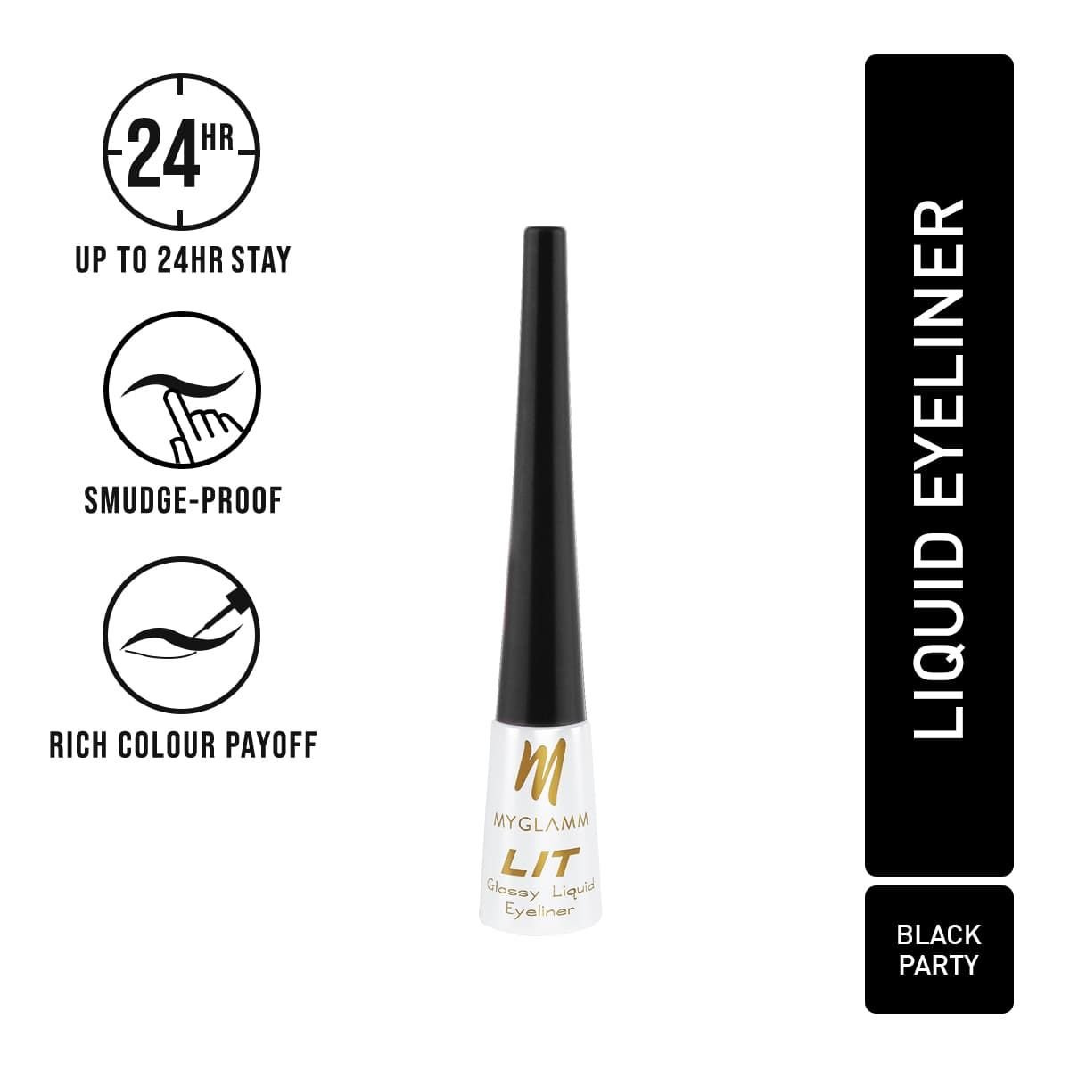 MyGlamm LIT Glossy Liquid Eyeliner – Black Party (3.5ml)